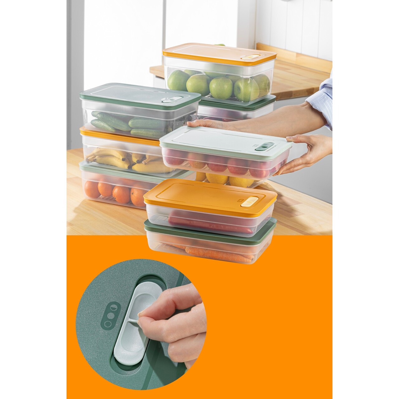 Set recipiente depozitare, Hermia, 964FRM5716, Dimensiune: 18,5 x 28,5 x 10 cm / 3800 ml (3 bucăți), Multicolor - imagine 6